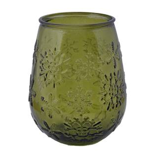 Ego Dekor Zelená sklenená váza s vianočným motívom  Copos de Nieve, výška 13 cm, značky Ego Dekor