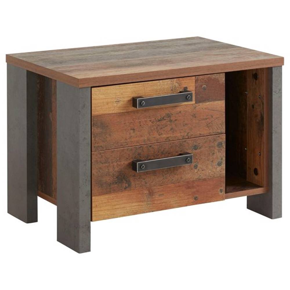 Sconto Nočný stolík CLIF staré drevo/betón, značky Sconto