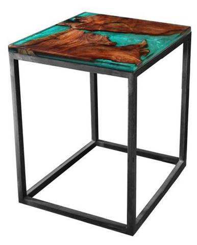 Odkladací stolík RESIN 40x40 cm, zelená/sivá