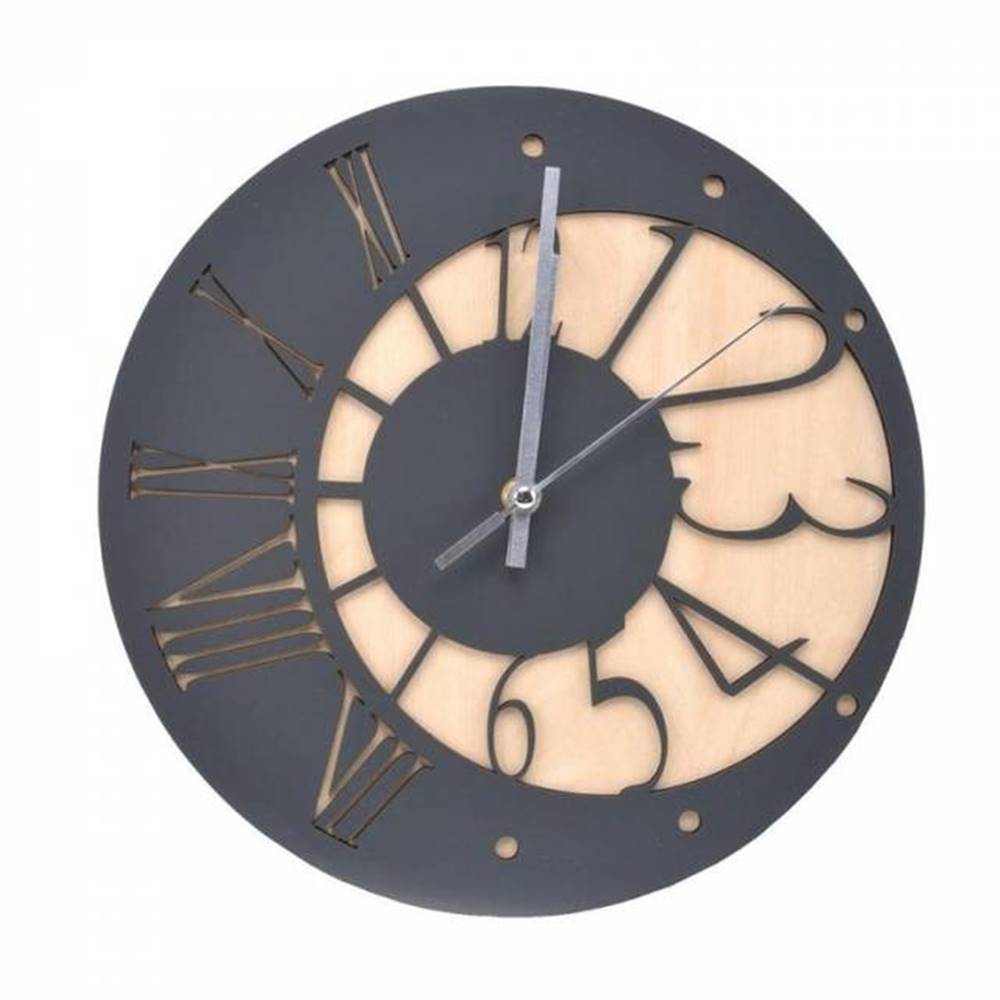 Kinekus Nástenné hodiny dizajn KLASIC, priemer 30cm, breza/antracit, značky Kinekus