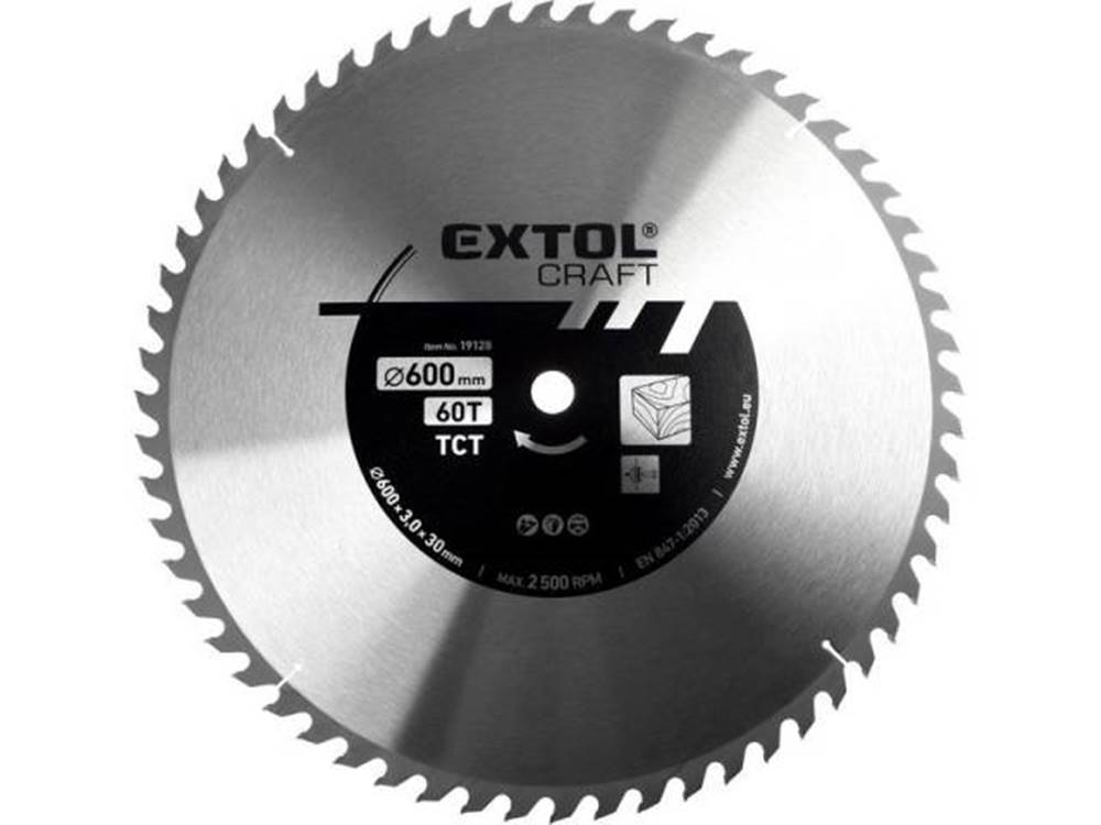 EXTOL CRAFT Kotúč pílový s SK plátkami, 600x3,0x30mm, 60z 19128, značky EXTOL CRAFT