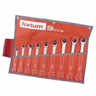 FORTUM Kľúče očko-vidlicové, račňové, 72 zubov, 9-dielna sada, 8-19mm, značky FORTUM