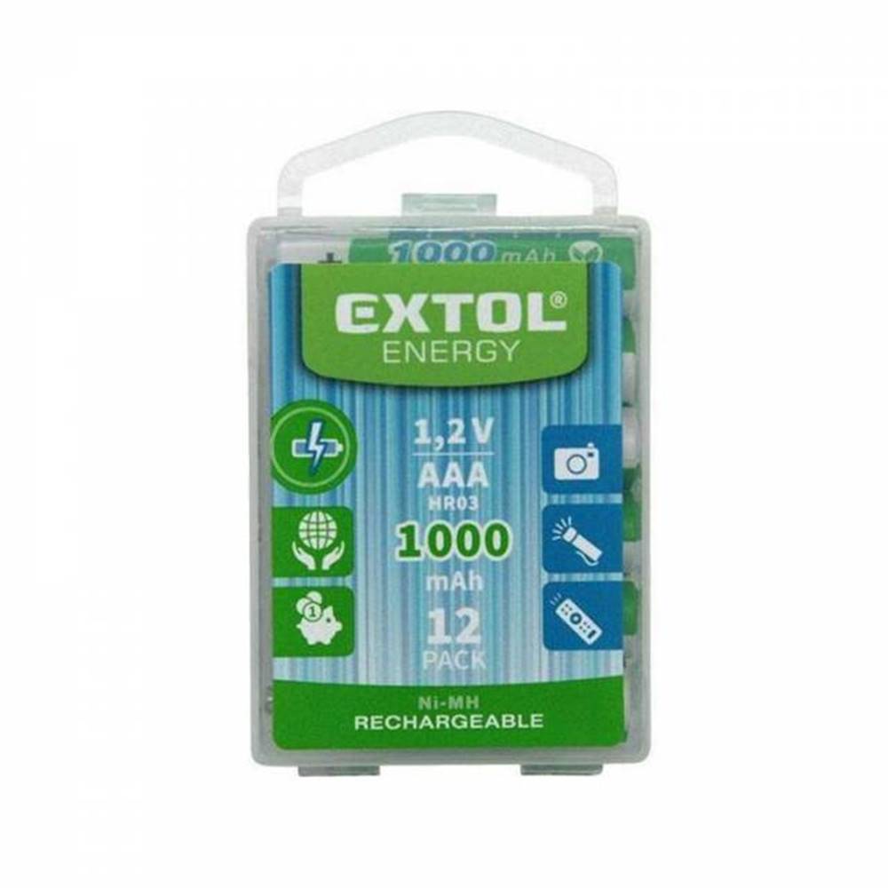 EXTOL ENERGY Batéria nabíjateľná AAA, 1000mAh, NiMh, 12ks 42062, značky EXTOL ENERGY