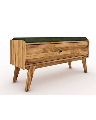 Lavica s úložným priestorom z dubového dreva so zeleným sedákom Retro - The Beds