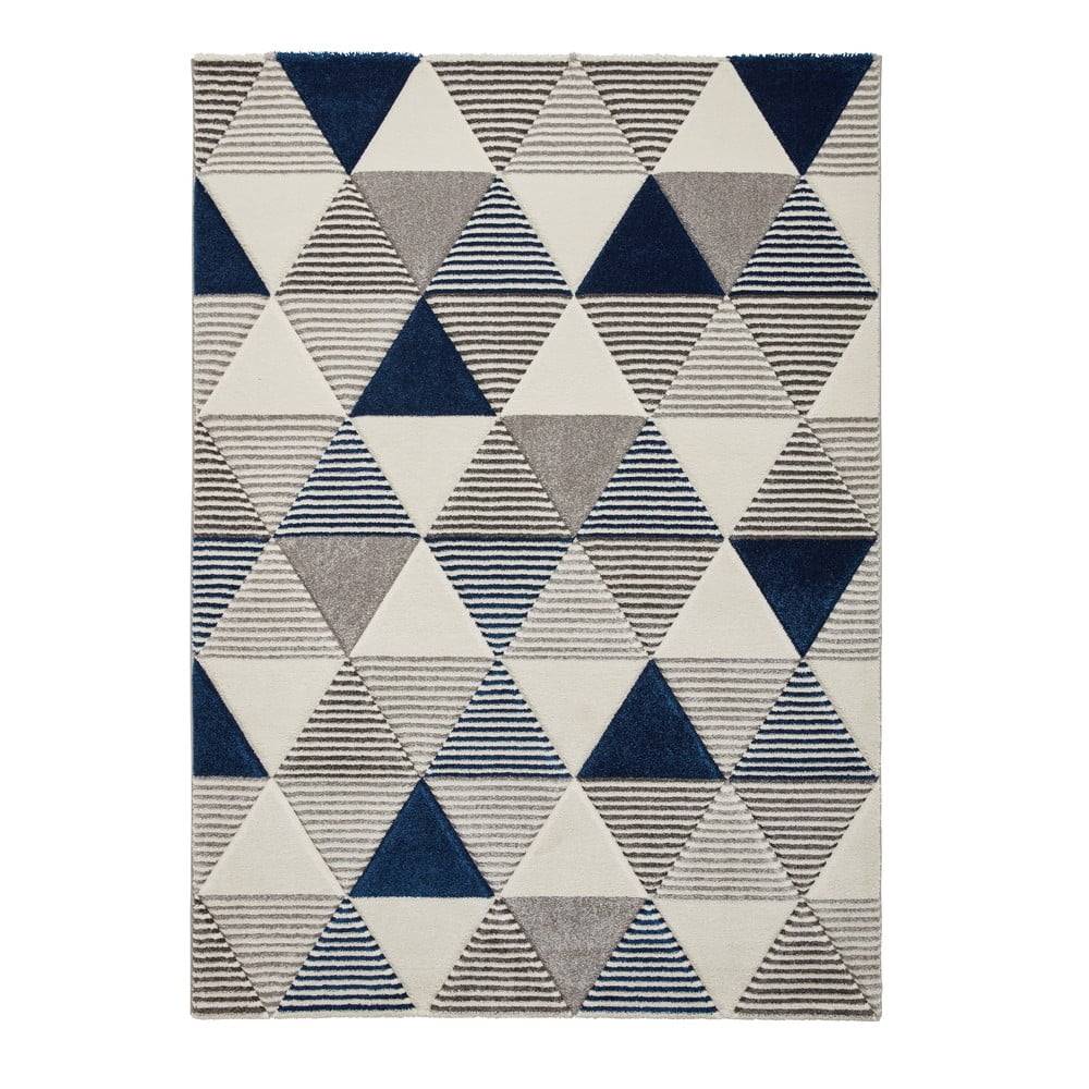 Think Rugs Modro-sivý koberec  Brooklyn Geo, 120 x 170 cm, značky Think Rugs