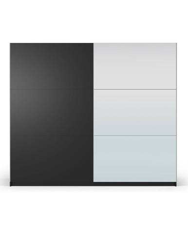 Čierna šatníková skriňa so zrkadlom a s posuvnými dverami 250x215 cm Lisburn - Cosmopolitan Design