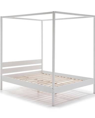 Biela drevená posteľ Marckeric Dossel, 160 x 200 cm
