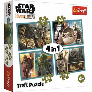 Trefl TREFL Mandalorian a jeho svět 4v1 35,48,54,70 dielov puzzle, značky Trefl
