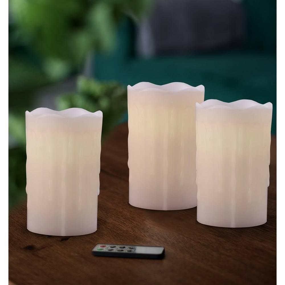 Spontex Sada voskových LED sviečok s diaľkovým ovládačom, 8 x 12,5 cm, 3 ks, značky Spontex