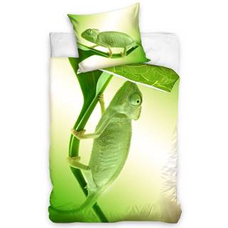 TipTrade Bavlnené obliečky Zelený Chameleón, 140 x 200 cm, 70 x 90 cm
