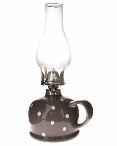 Petrolejová lampa Bodka, 14,7 x 28 x 11 cm, sivá