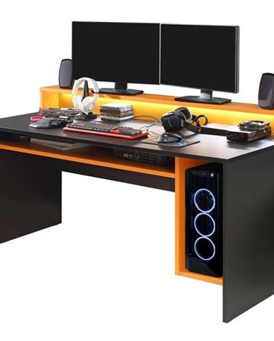 Písací stôl JAMAL čierna/oranžová
