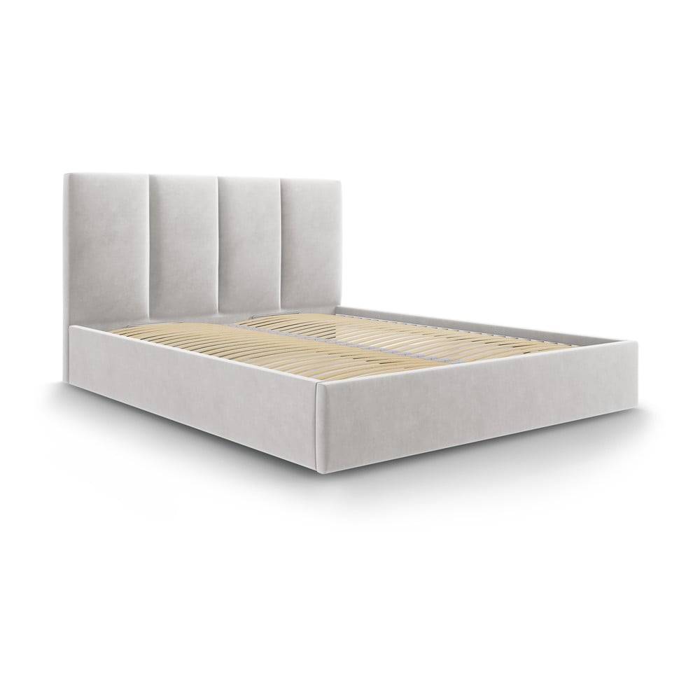 Mazzini Beds Svetlosivá zamatová dvojlôžková posteľ  Juniper, 180 x 200 cm, značky Mazzini Beds
