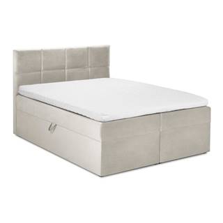 Mazzini Beds Béžová zamatová dvojlôžková posteľ  Mimicry, 160 x 200 cm, značky Mazzini Beds