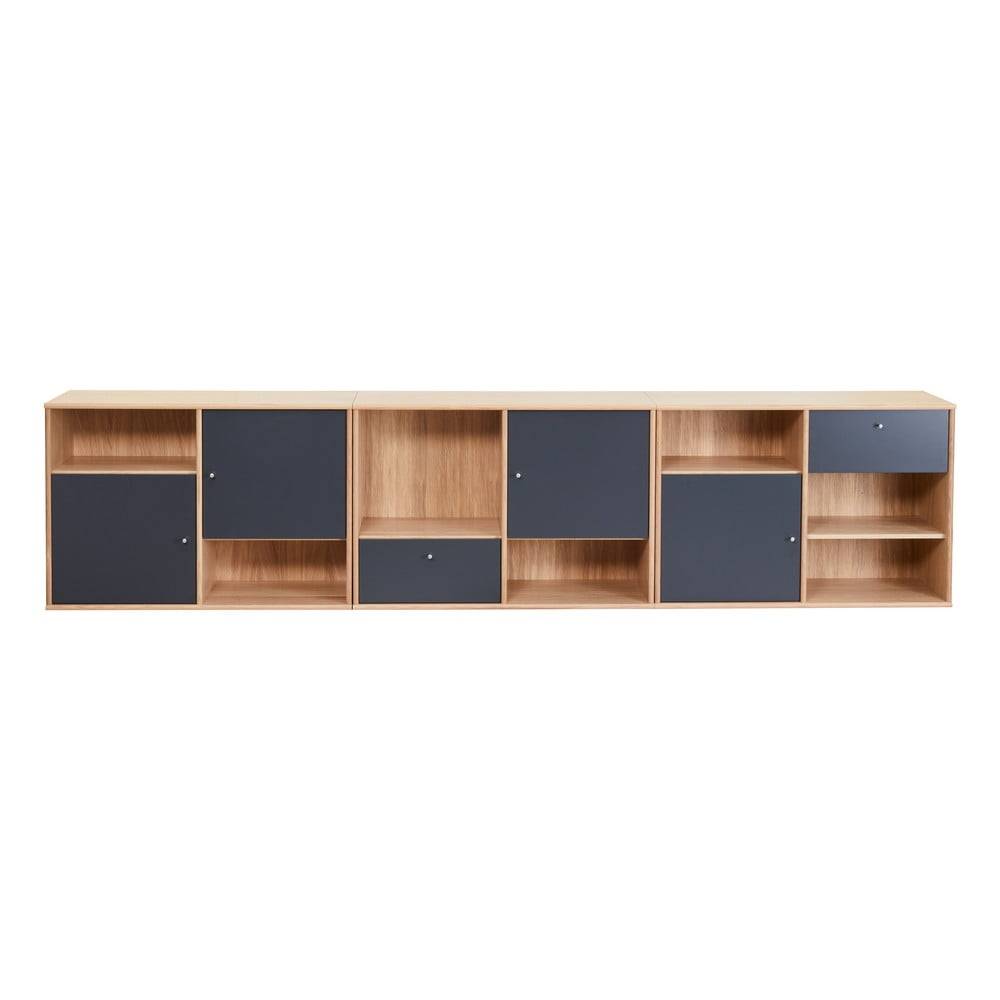 Hammel Furniture Čierna nízka komoda v dekore duba 267x61 cm Mistral - , značky Hammel Furniture