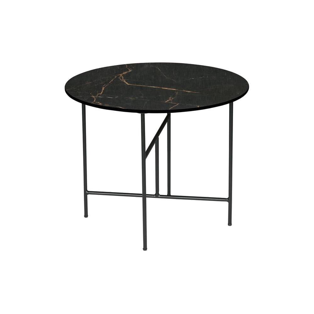 WOOOD Čierny konferenčný stôl s porcelánovou doskou  Vida, ⌀ 60 cm, značky WOOOD