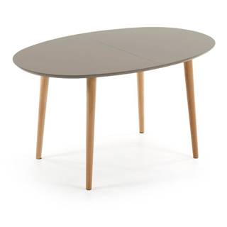 Sivý oválny rozkladací jedálenský stôl Kave Home Oakland, 140 x 90 cm