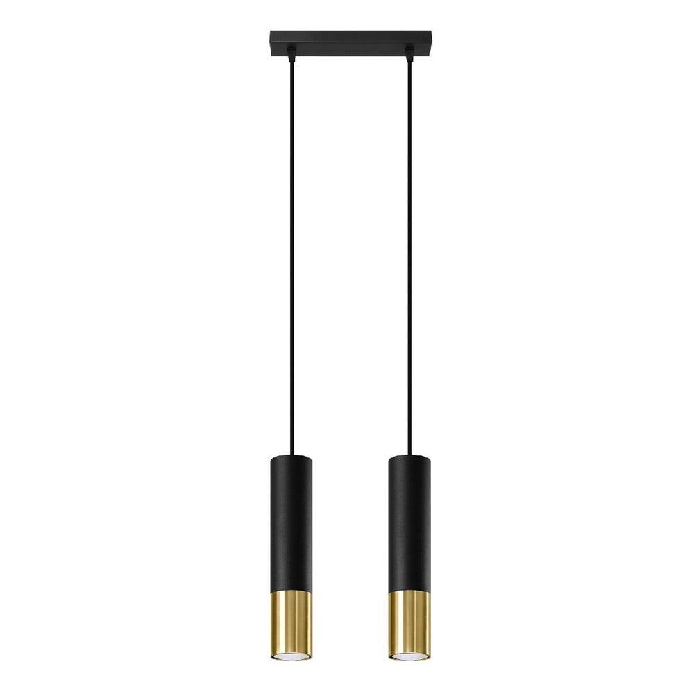 Nice Lamps Závesné svietidlo s kovovým tienidlom v čierno-zlatej farbe 30x6 cm Longbot - , značky Nice Lamps