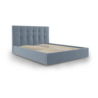Mazzini Beds Svetlomodrá zamatová dvojlôžková posteľ  Nerin, 160 x 200 cm, značky Mazzini Beds