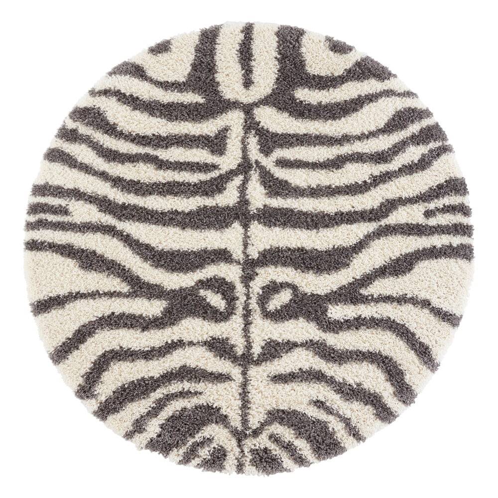 Ragami Sivý/béžový okrúhly koberec ø 160 cm Striped Animal - , značky Ragami