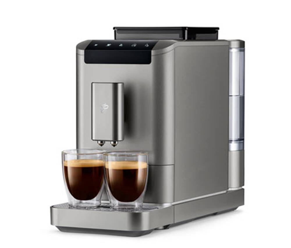 Tchibo Plnoautomatický kávovar  „Esperto2 Caffè“, titánový strieborný + 1 kg kávy Barista pre držiteľov Card&, značky Tchibo