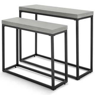 Konzolové stolíky s betónovou stolovou doskou, 2-dielna súprava
