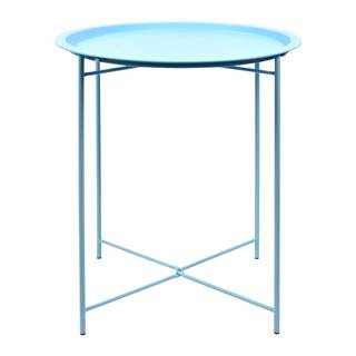 Oceľový rozkladací záhradný stolík v tyrkysovej farbe Esschert Design, 46 x 46 x 52 cm
