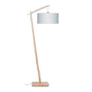 Stojacia lampa so svetlosivým tienidlom a konštrukciou z bambusu Good&Mojo Andes