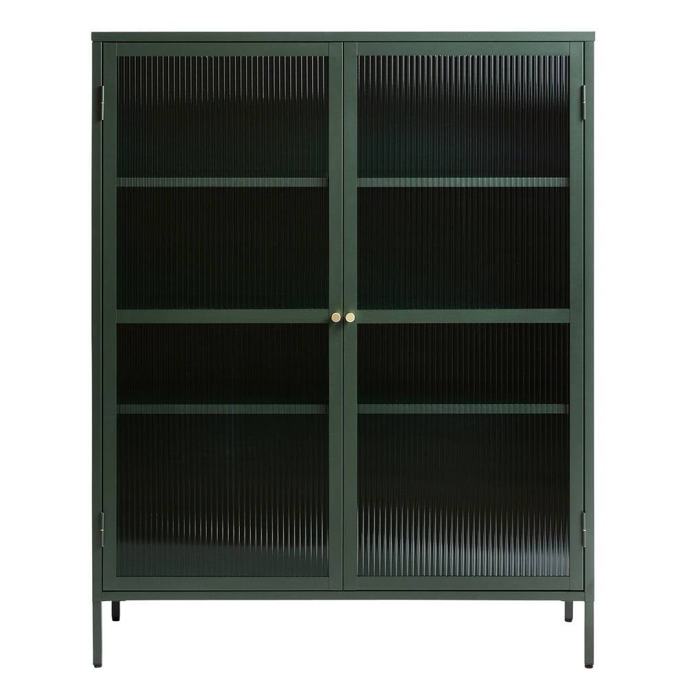 Unique Furniture Zelená kovová vitrína  Bronco, výška 140 cm, značky Unique Furniture