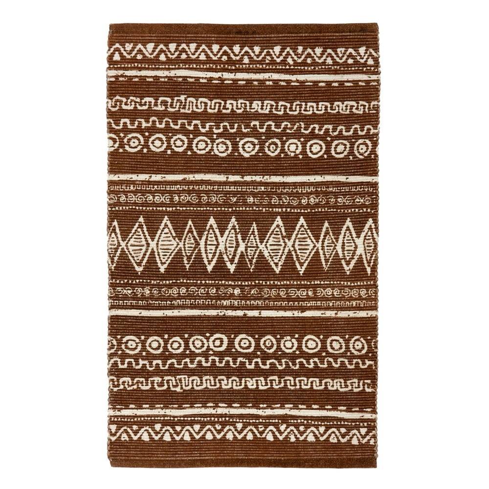 Webtappeti Hnedo-biely bavlnený koberec  Ethnic, 55 x 110 cm, značky Webtappeti