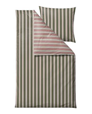 Zeleno-ružové predĺžené obliečky na jednolôžko z bio bavlny 135x220 cm Nordic - Södahl