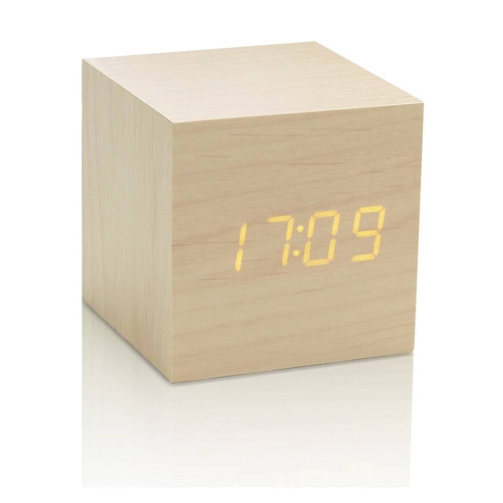 Gingko Svetlobéžový budík so žltým LED displejom  Cube Click Clock, značky Gingko