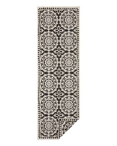 Čierno-krémový vonkajší koberec NORTHRUGS Jardin, 80 x 350 cm
