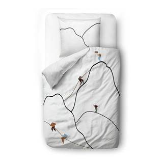 Biele obliečky na jednolôžko z bavlneného saténu 140x200 cm Mountain Climbing - Butter Kings