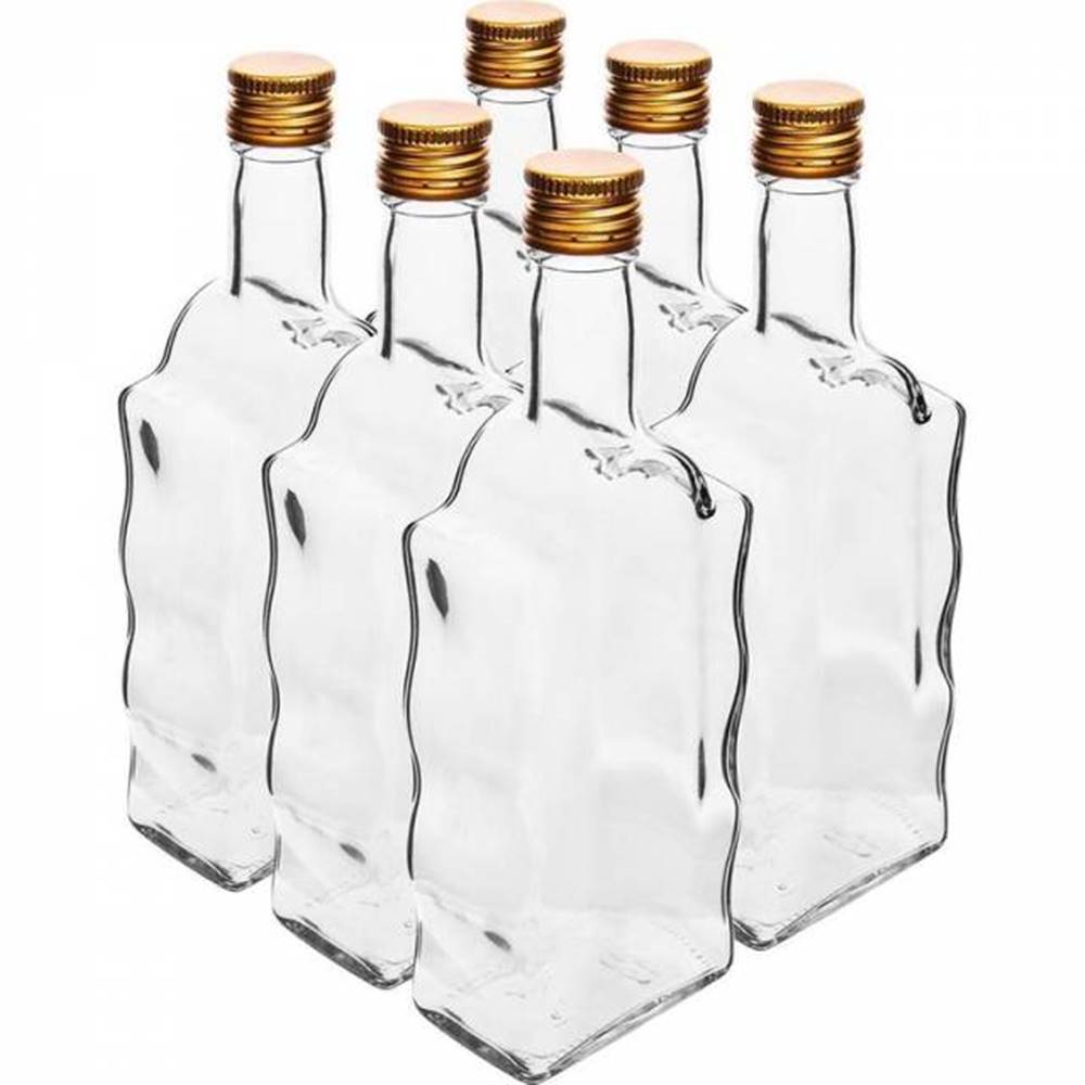 Kinekus Fľaša sklenená, hranatá, kláštorná, 500 ml, s uzáverom na závit, značky Kinekus