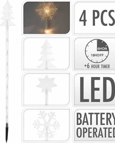 Svetlo vianočné zapichovacie 36 LED teplé biele, 75 cm, 4 ks, s časovačom, baterky, vonkajšie, mix