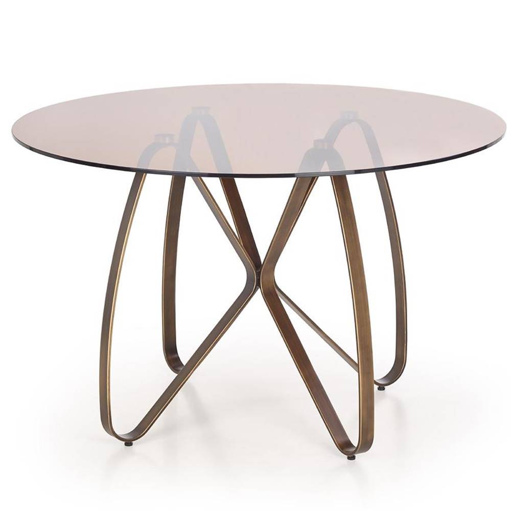 MERKURY MARKET Stôl Lungo 120 Sklo/Oceľ – Hnedá/Zlatá, značky MERKURY MARKET