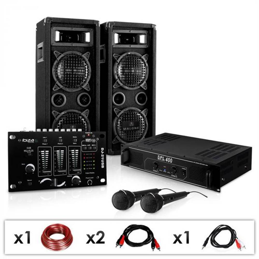 Electronic-Star  DJ PA set „DJ–24M“, zosilňovač, mixážny pult, repro, 1200W, značky Electronic-Star