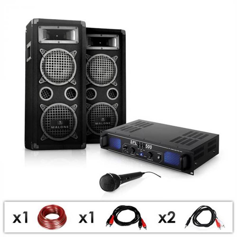 Electronic-Star  DJ PA set „DJ–25“, zosilňovač, PA repro, mikrofon, 1600W, značky Electronic-Star