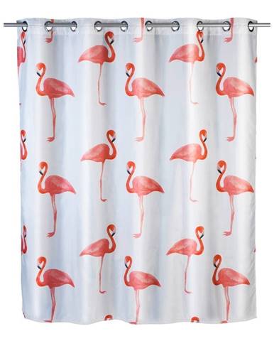 Sprchový záves s protiplesňovou povrchovou úpravou Wenko Flamingo, 180 × 200 cm
