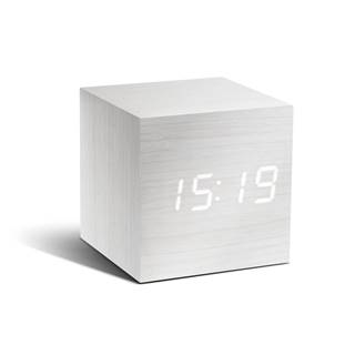 Gingko Biely budík s bielym LED displejom  Cube Click Clock, značky Gingko