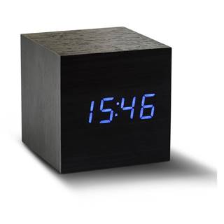 Gingko Čierny budík s modrým LED displejom  Cube Click Clock, značky Gingko