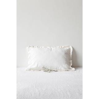 Linen Tales Biela ľanová obliečka na vankúš s riaseným lemom , 50 x 60 cm, značky Linen Tales