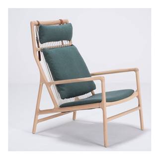 Gazzda Kreslo s konštrukciou z dubového dreva so zeleným textilným sedadlom  Dedo, značky Gazzda