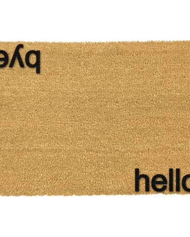 Čierna rohožka z prírodného kokosového vlákna Artsy Doormats Hello, Bye, 40 x 60 cm