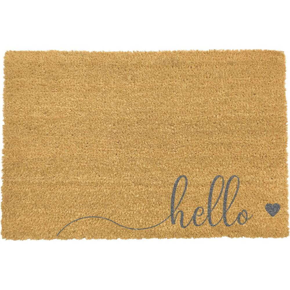 Artsy Doormats Sivá rohožka z prírodného kokosového vlákna  Hello Scribble, 40 x 60 cm, značky Artsy Doormats