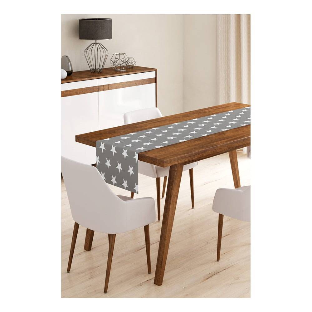 Minimalist Cushion Covers Behúň na stôl z mikrovlákna  Grey Stars, 45 x 140 cm, značky Minimalist Cushion Covers