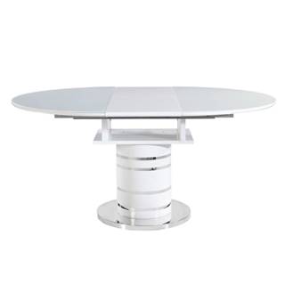 Jedálenský stôl rozkladací biela vysoký lesk HG priemer 120 cm ZAMON