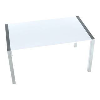 Kondela Jedálenský stôl rozkladací MDF/kov biela extra vysoký lesk HG/strieborná DARO poškodený tovar, značky Kondela