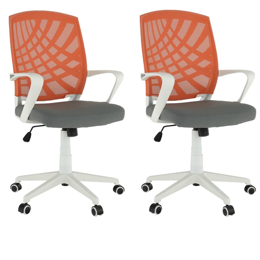 Kondela 2 kusy kancelárske kreslo oranžová/sivá/biela VIDAL, značky Kondela